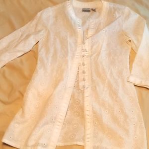 Chicos white eyelet detail tunic - size 0